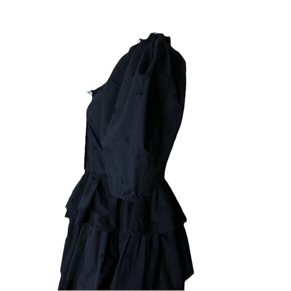 ULLA JOHNSON Linnea Tiered Embroidered Cotton Poplin Mini Dress Size 00 - Picture 9 of 15